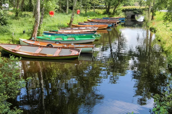 Rowing boats on a peaceful river — Stock Photo, Image