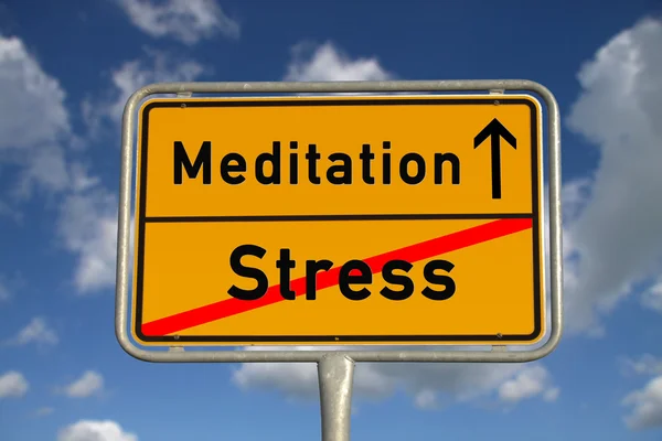 German road sign stress and Meditation — Stock Photo, Image