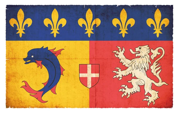 Flag French Region Rhone Alpes Created Grunge Style — Stock Photo, Image