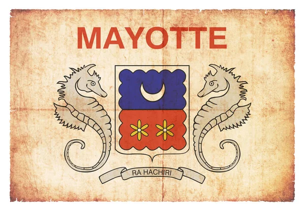 Bandera Del Departamento Francés Ultramar Mayotte Creada Estilo Grunge — Foto de Stock