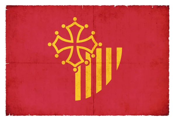 Flagge Der Französischen Region Languedoc Roussillon Grunge Stil — Stockfoto
