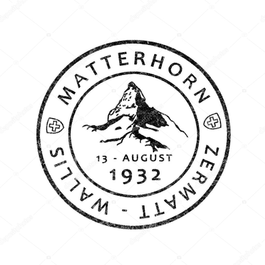 Old Swiss postmark Matterhorn, Zermatt, Valais