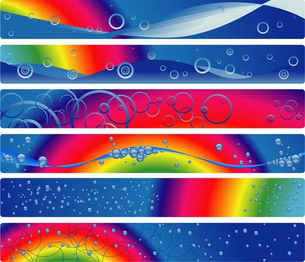 Seis pancartas con arco iris y agua — Vector de stock