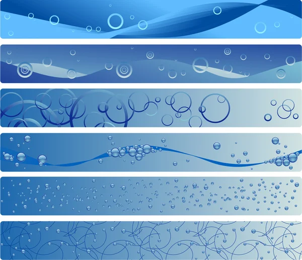 Six bannières avec eau — Image vectorielle