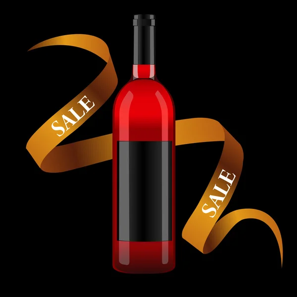 Vinflaska med tomma etiketten och Färgbandet — Stock vektor