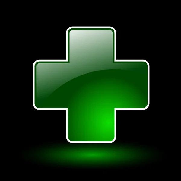 Green cross button — Stock Vector