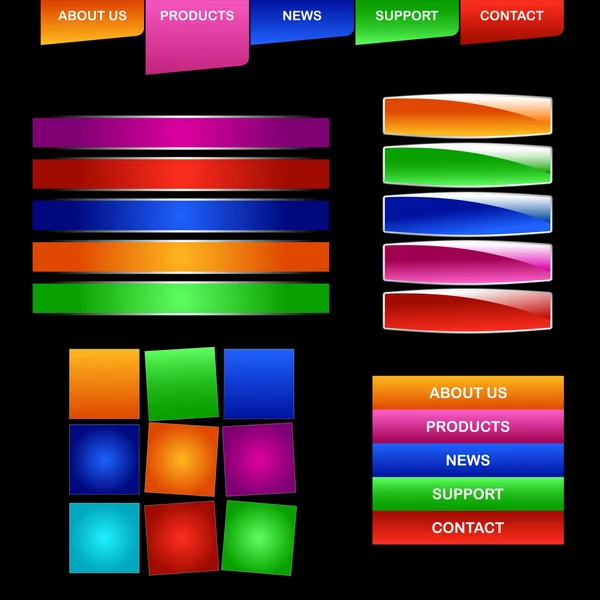 Botones de menú web color — Vector de stock