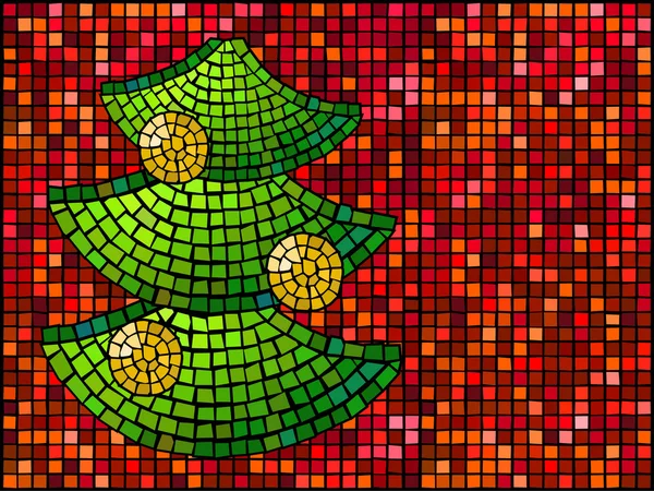 Mosaik-Illustration des Weihnachtsbaums — Stockvektor