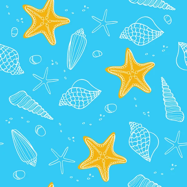 Seamless pattern with ocean shells — Stock Vector