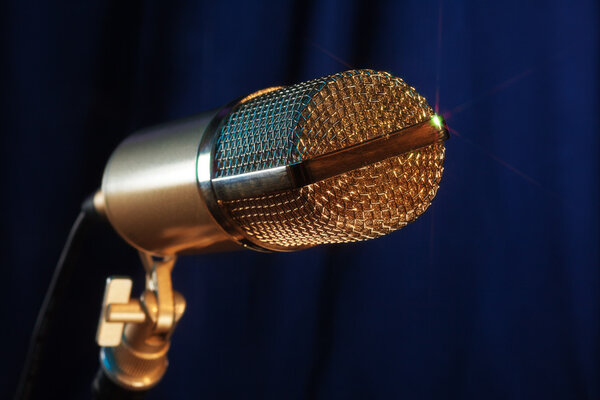 golden microphone close up