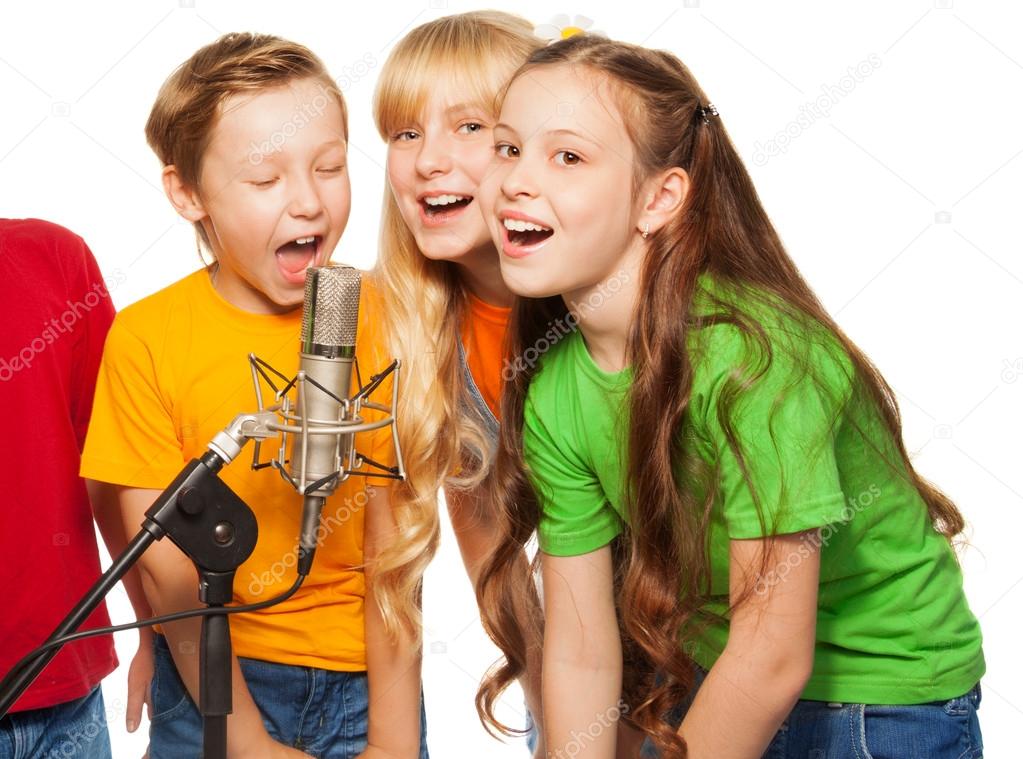 Boys and girls singing
