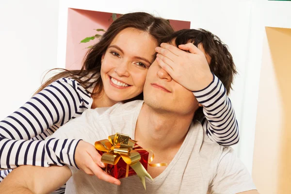 Present for him on the lovers day — Stock Photo, Image