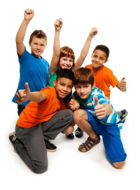 Five exited kids clipart
