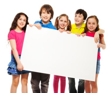 kids showing blank placard clipart