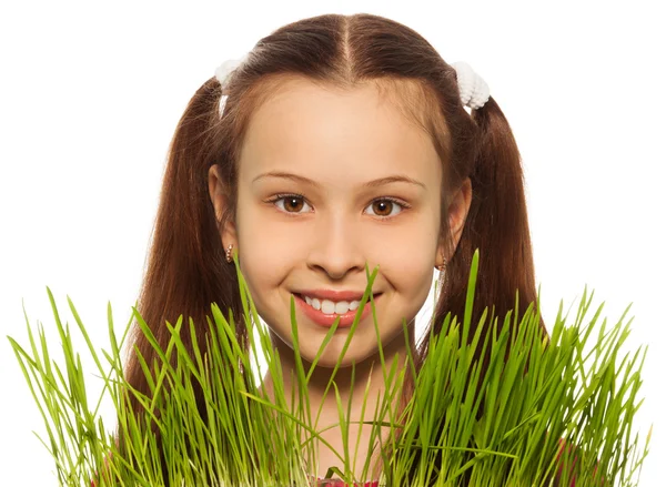 Dunkle Haare Mädchen und Frühling — Stockfoto