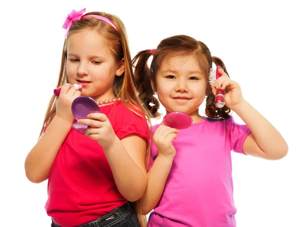 Two little girls make up — Stock Photo, Image