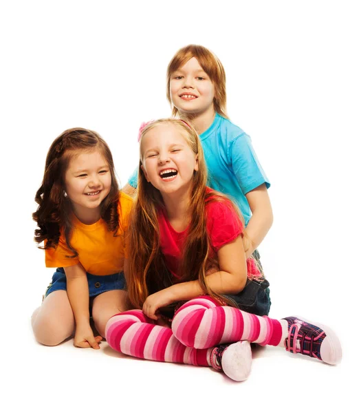 Group of three happy little kids — Stock Photo, Image