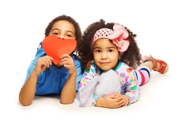 Black boy, girl and heart — Stock Image Black boy, girl and heart Royalty Free Stock Photos
