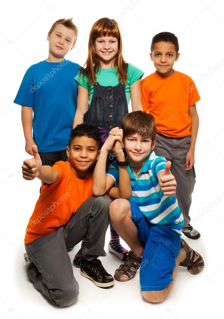5 diversity looking happy kids