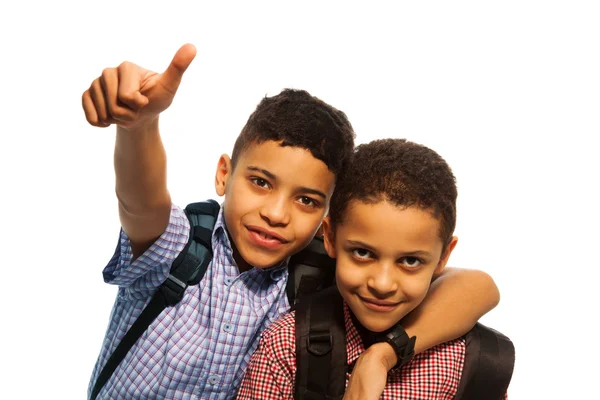 Two black boys after school — Stock Photo, Image