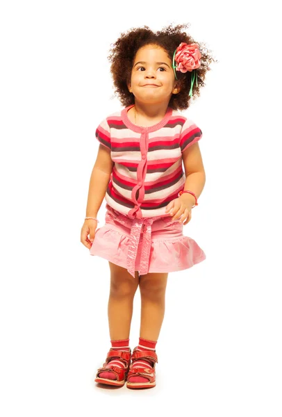 Cute full length portrait of black girl — Stock Photo, Image