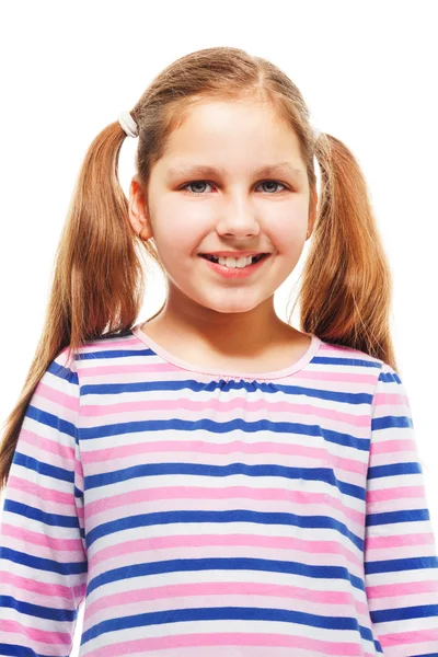 Lycklig, leende, med ponytails — Stockfoto