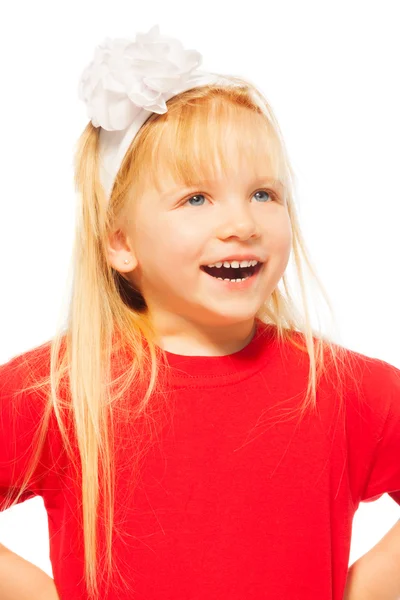 Happy close-up portrait of little blond girl — Stock Photo, Image