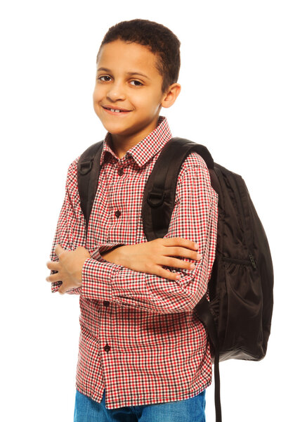 Happy black school boy