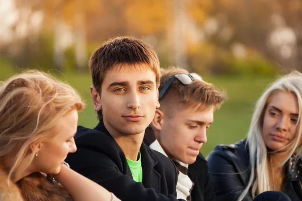 Four friends after classes — Stock Photo, Image