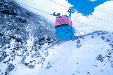 Ski lift cable car clipart