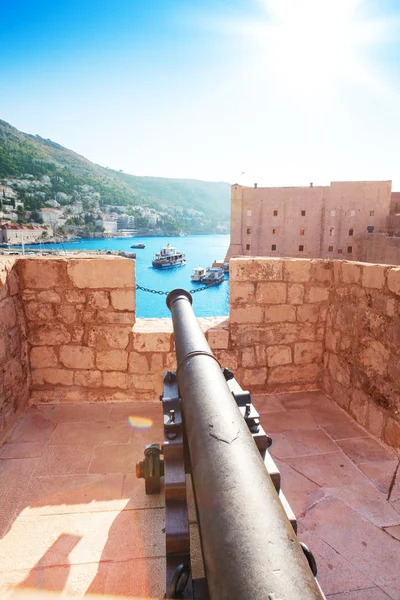 Canone su pareti di Dubrovnik — Foto Stock