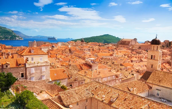 Vue d'oiseau de la vieille ville Dubrovnik — Photo