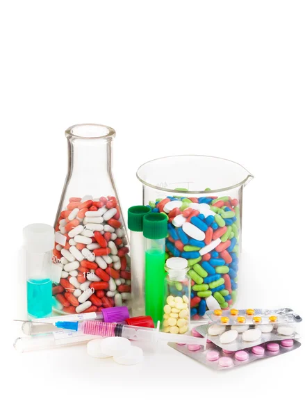 Flasks full of drugs and other medicine — Stock Photo, Image