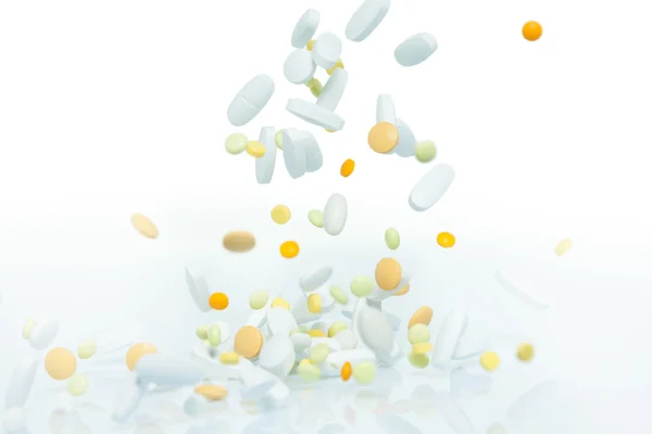 Drugs en tabletten vallen — Stockfoto