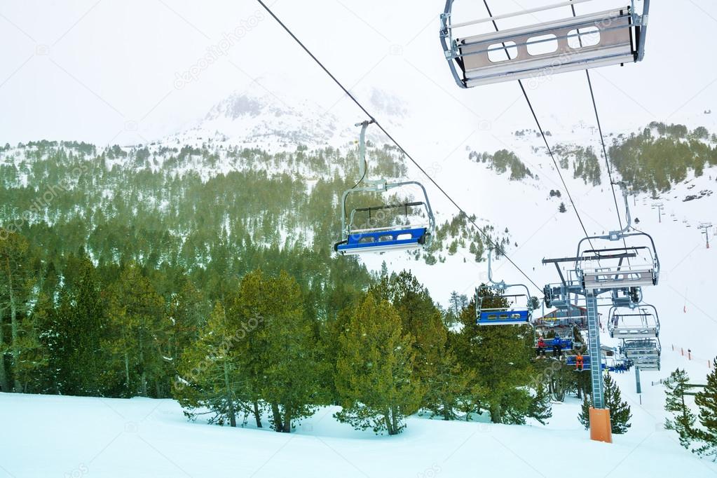 Ski lift in winter resort