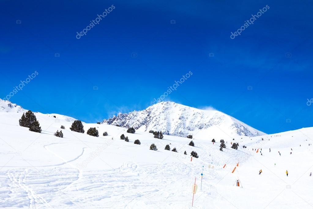 Slope for skiing in mountains