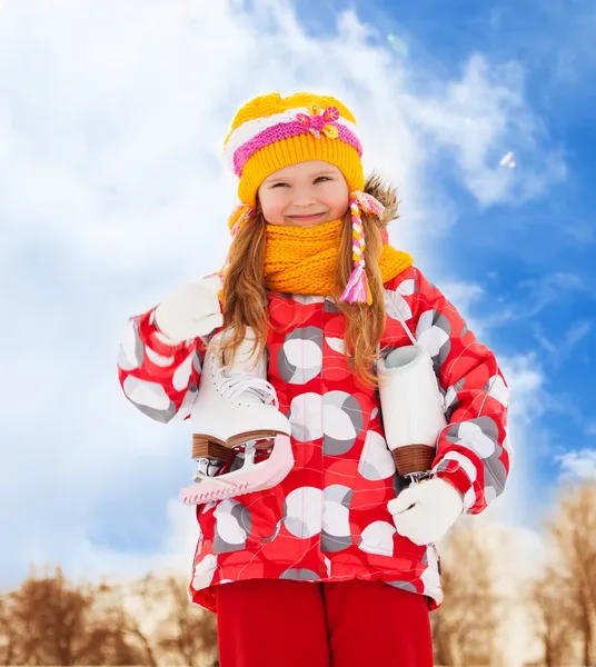 Retrato de niña con patines de hielo — Foto de Stock