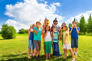 Large group of kids on birthday party clipart