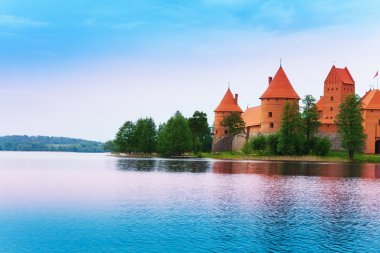 Lake Galve and Trakai castle walls clipart