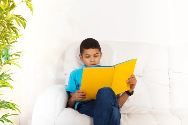 Busy reading smart boy — Stock Photo, Image