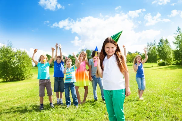 Many kids on a party — Stock Photo, Image