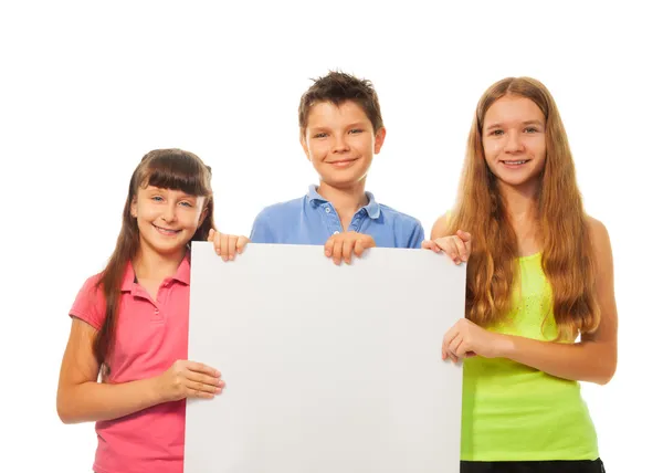 Kids with advertising — Stock Photo, Image