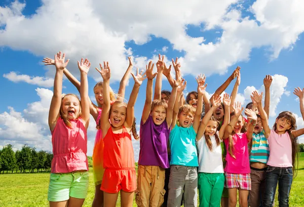 Grote groep gelukkige jonge geitjes — Stockfoto