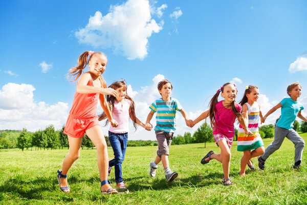 Kids running in the park