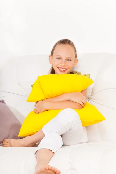 Nice smile and pillow — Stock Photo, Image