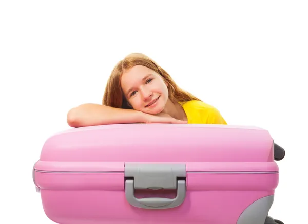 Tired girl from package — Stock Photo, Image