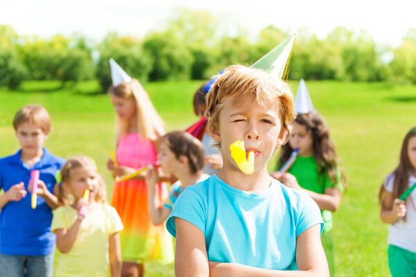 Boy on birthday with friends