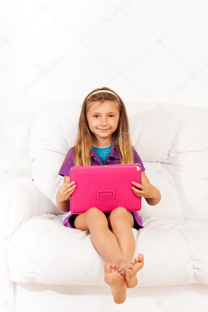 Girl with tablet computer