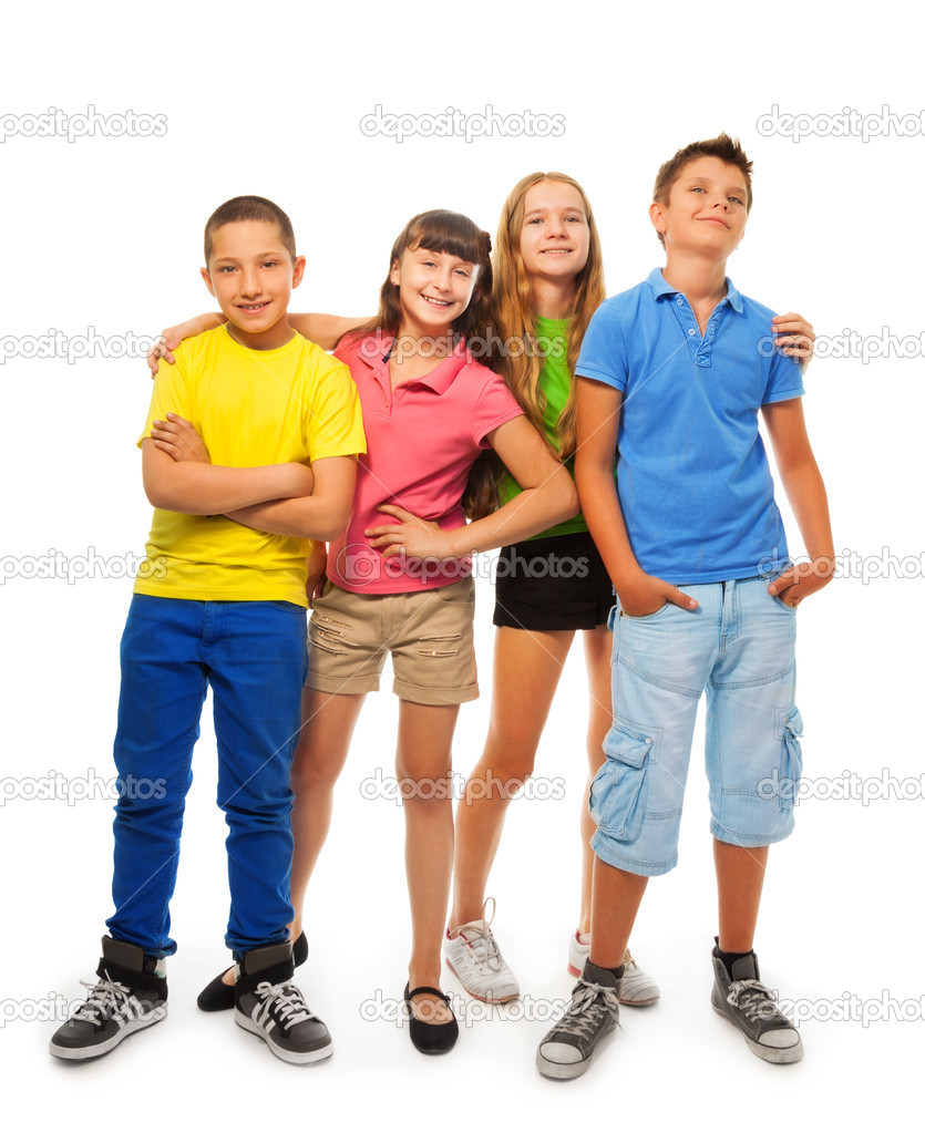 Four kids in full height
