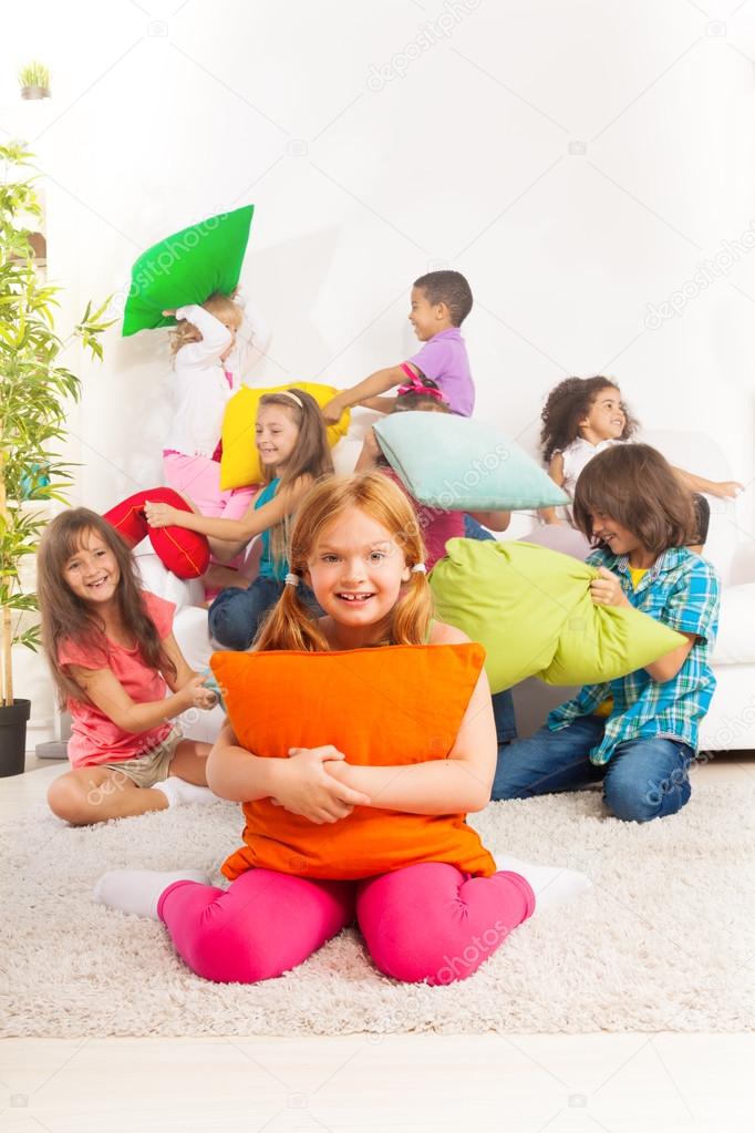 Pillow fight with kids